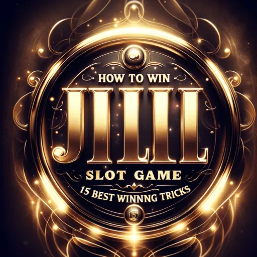 Stylish and eye-catching image featuring the title 'How to Win JILI Slot Game: 15 Best Winning Tricks' in dark gold lettering on a dark, gradient background, exuding luxury and excitement.